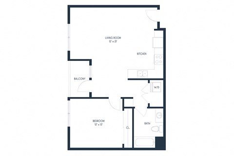 One Bedroom A2 729 SF - Mason Flats