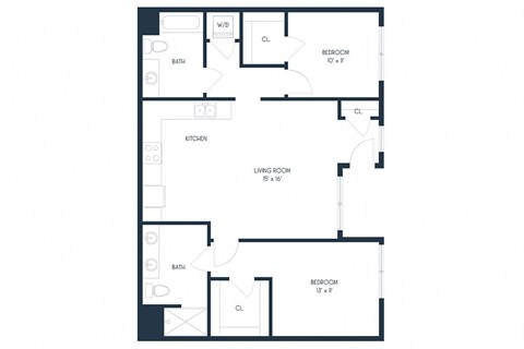 Two Bedroom C3 1086 SF - Mason Flats
