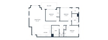 Three Bedroom D1 1347 SF - Mason Flats