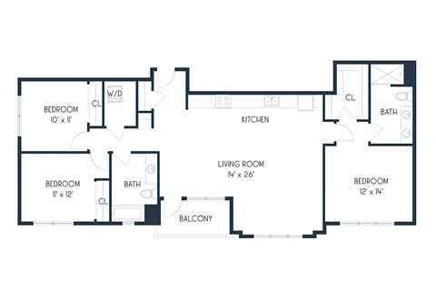 Three Bedroom D3 1404 SF - Mason Flats