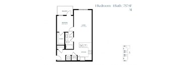 One Bedroom A1 757 SF - The Sabine