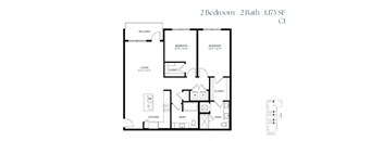 Two Bedroom C1 1173 SF - The Sabine