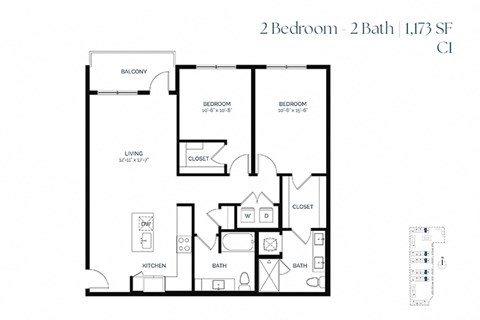 Two Bedroom C1 1173 SF - The Sabine