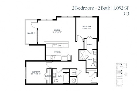 Two Bedroom C3 1052 SF - The Sabine