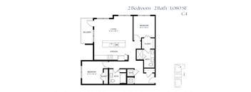 Two Bedroom C4 1080 SF - The Sabine