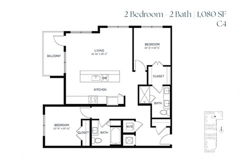 Two Bedroom C4 1080 SF - The Sabine