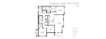 Two Bedroom  Den C8 1337 SF - The Sabine