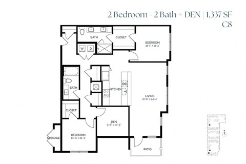 Two Bedroom  Den C8 1337 SF - The Sabine