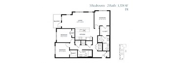 Three Bedroom D1 1378 SF - The Sabine