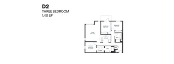 Three Bedroom D2 1411 SF - Paxton