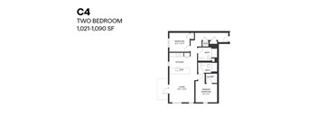 Two Bedroom C4 1021-1090 SF - Paxton