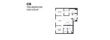 Two Bedroom C6 1129-1133 SF - Paxton