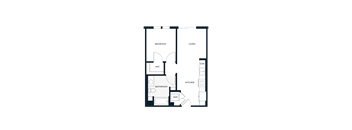 A floor plan of a house with a living room, two bedrooms, a bathroom, a kitchen, and two W/D's.