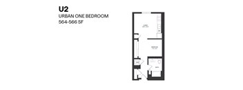 Urban One Bedroom U2 564-566 SF - Paxton