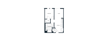 A floor plan of a house with a living room, two bedrooms, a bathroom, a kitchen, and two W/C's.