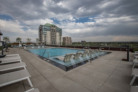 Pool with sundeck.