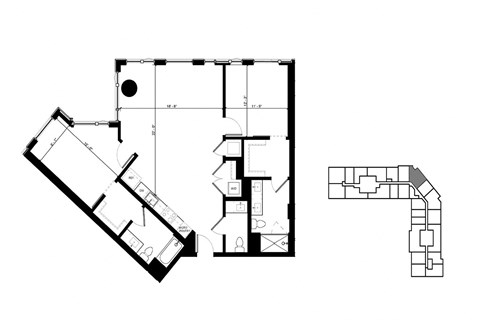a floor plan of a house with a bedroom and a patio