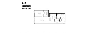 A 1 bedroom apartment with a living area of 9'10" x 21'7".