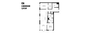 A floor plan of a C6 2 Bedroom apartment sized 1,113 square feet.