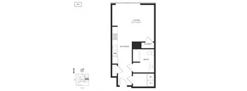 A black and white image of a floor plan for a 14'4" x 16'5" living space.