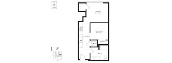A black and white image of a floor plan for an apartment.
