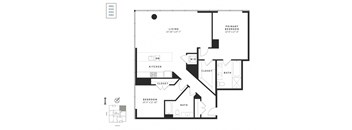 A black and white image of a floor plan for a home.