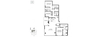 A floor plan of an apartment with dimensions and room labels.