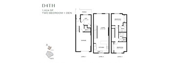 A floor plan for a two bedroom apartment with garage.