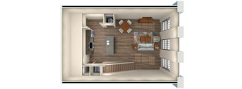 a sq ft room with a wood floor