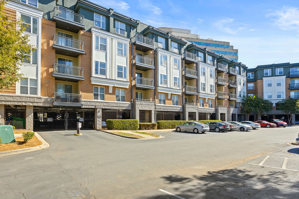 Flatiron West Trade Apartments exterior view of 4-story building