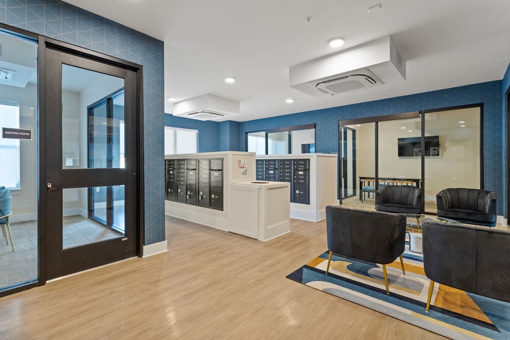 The lobby of Park View Greer Apartments in Greenville, SC with mailboxes