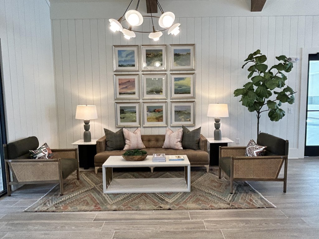a living room with a couch and a coffee table