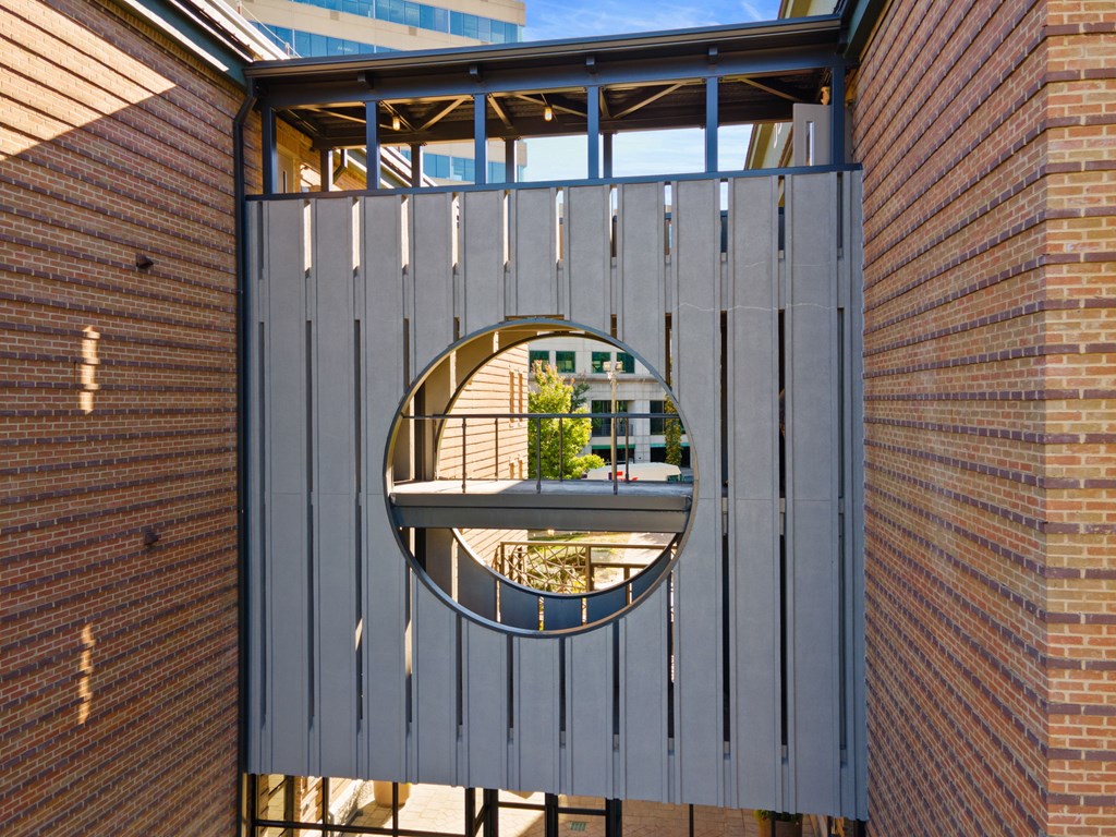 Flatiron West Trade Apartments elevated covered walkway