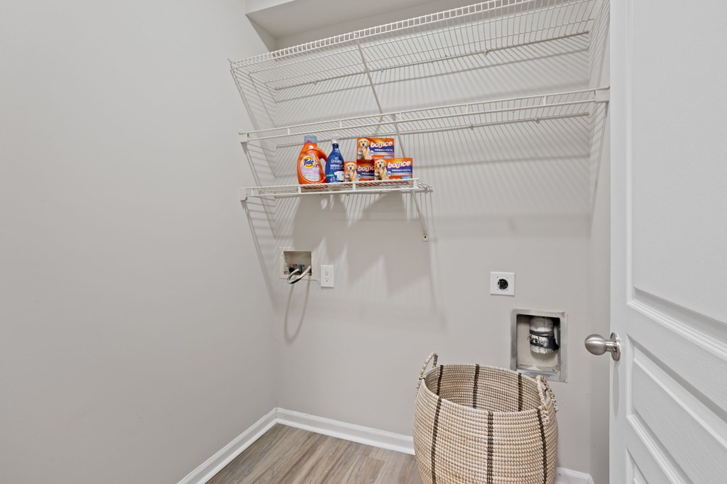 Flatiron West Trade Apartments staged model unit walk-in kitchen pantry