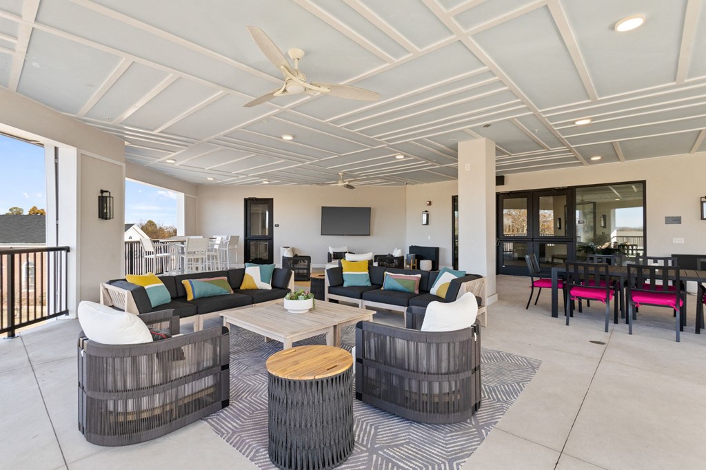 Outdoor patio in Park View Greer Apartments in Greer, SC with deck furniture