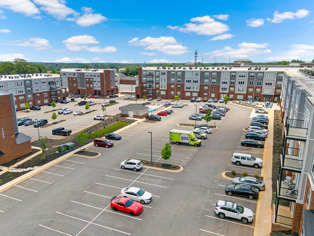 Overhead view of parking lot in Park View Greer.