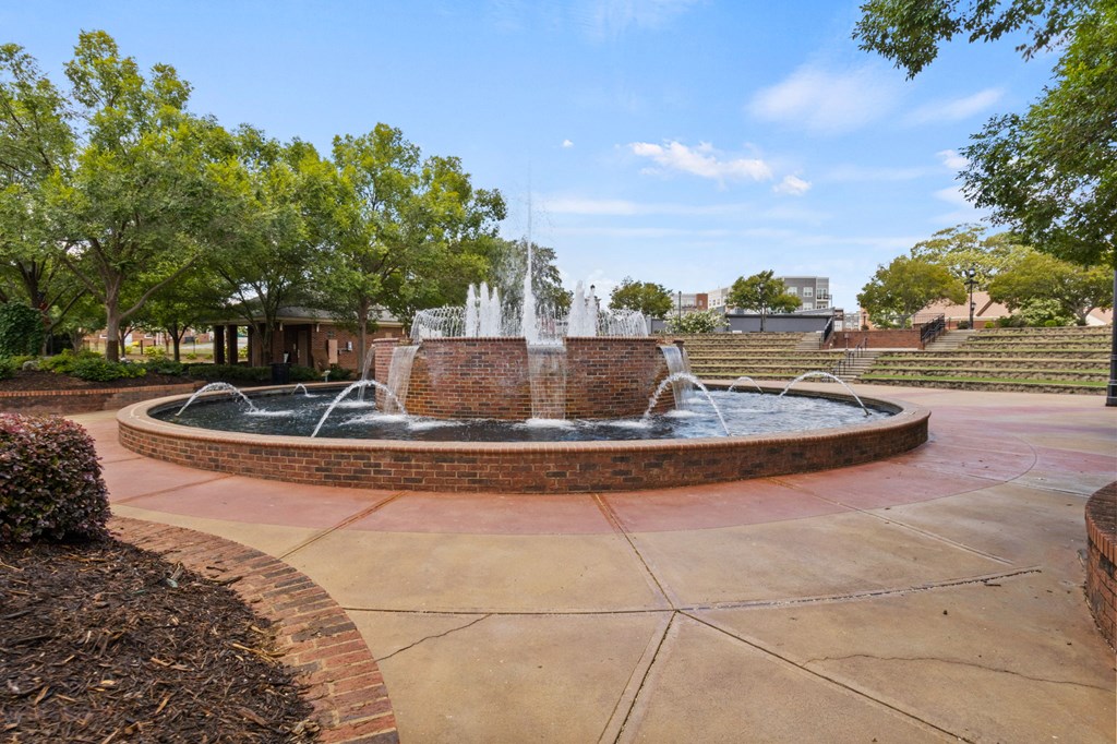 A fountain in the middle of downtown Greer, SC