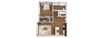 a floor plan of a bedroom with a bathroom and a living room