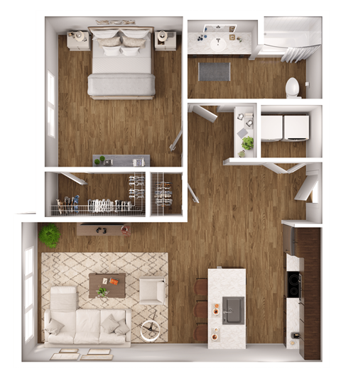 a floor plan of a bedroom with a bathroom and a living room