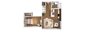 a floor plan of a house with a bedroom and a living room