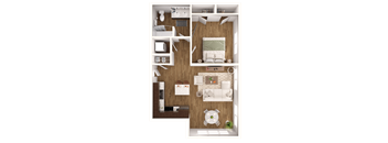 a floor plan of a bedroom with a bathroom and a living room