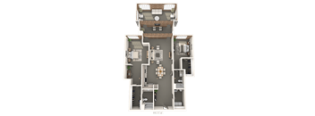 A top-down view of a house with a central courtyard and surrounding rooms.