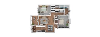 a 1 bedroom floor plan with a bathroom and a living room