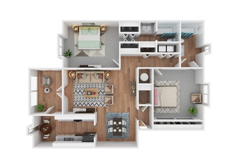 a 1 bedroom floor plan with a bathroom and a living room