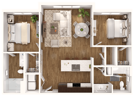 a floor plan of a bedroom with a bathroom and a living room
