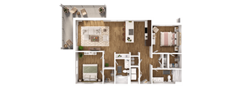 a floor plan of a house with a bedroom and a living room