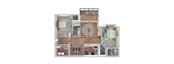 2 bedroom 2 bath floor plan at the crossings at white rock apartments