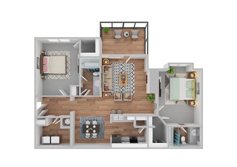 2 bedroom 2 bath floor plan at the crossings at white rock apartments