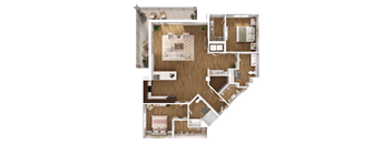a floor plan of a home with a bedroom and a living room