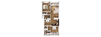 a floor plan of a bedroom with a bathroom and a living room